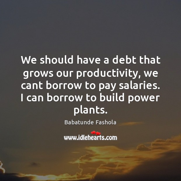 We should have a debt that grows our productivity, we cant borrow Babatunde Fashola Picture Quote