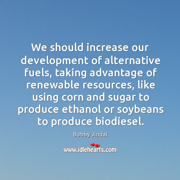We should increase our development of alternative fuels Bobby Jindal Picture Quote