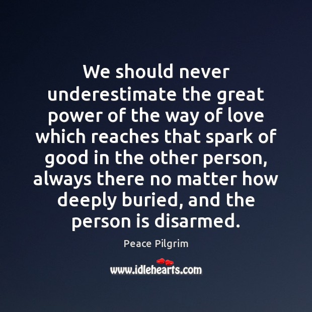 We should never underestimate the great power of the way of love Underestimate Quotes Image
