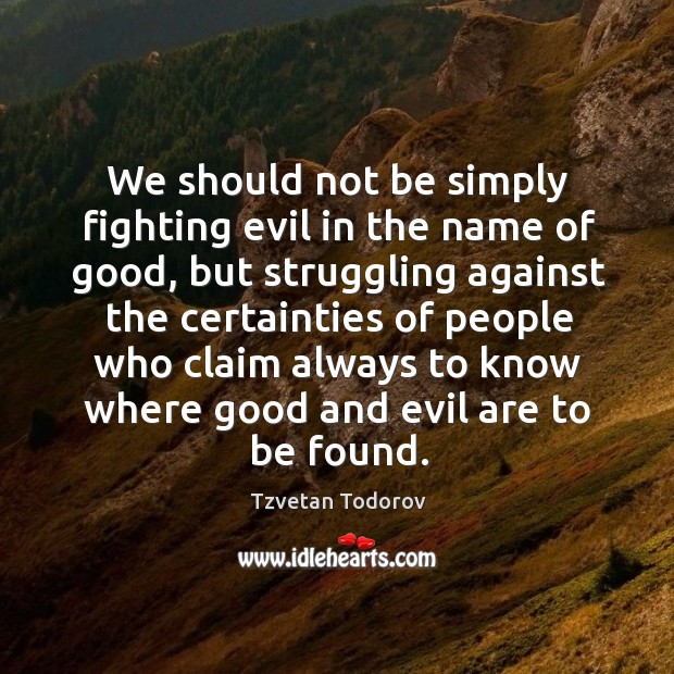 We should not be simply fighting evil in the name of good, Struggle Quotes Image