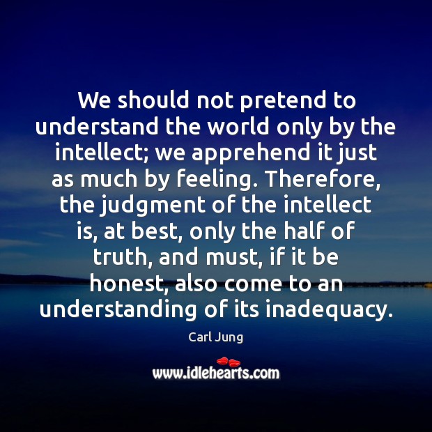 We should not pretend to understand the world only by the intellect; Image