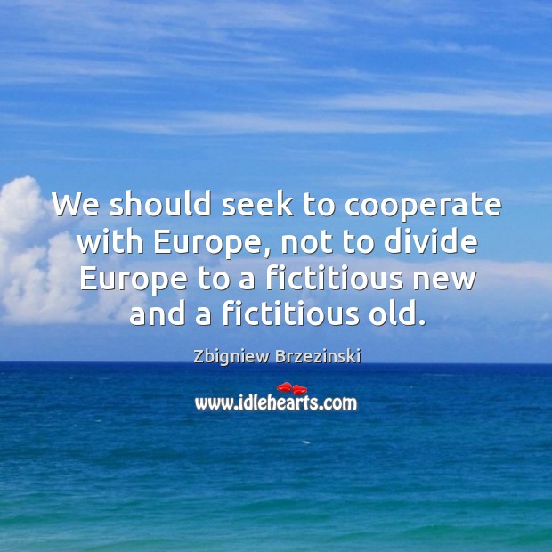 We should seek to cooperate with europe, not to divide europe to a fictitious new and a fictitious old. Image