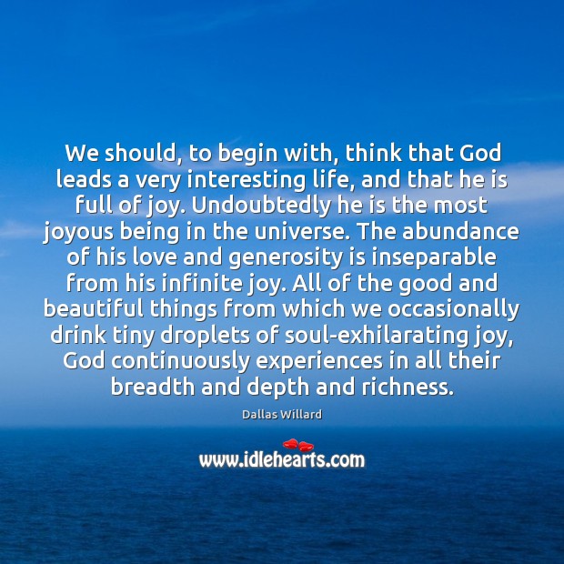 We should, to begin with, think that God leads a very interesting Image