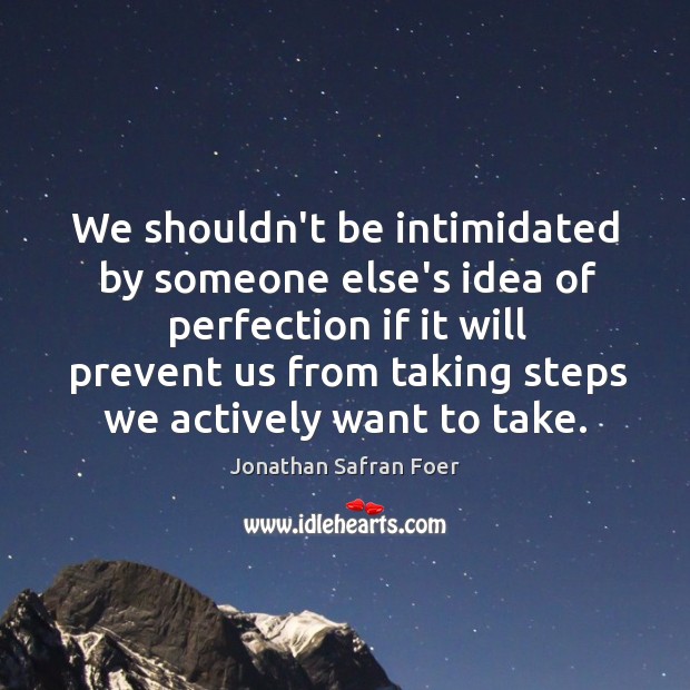 We shouldn’t be intimidated by someone else’s idea of perfection if it Jonathan Safran Foer Picture Quote