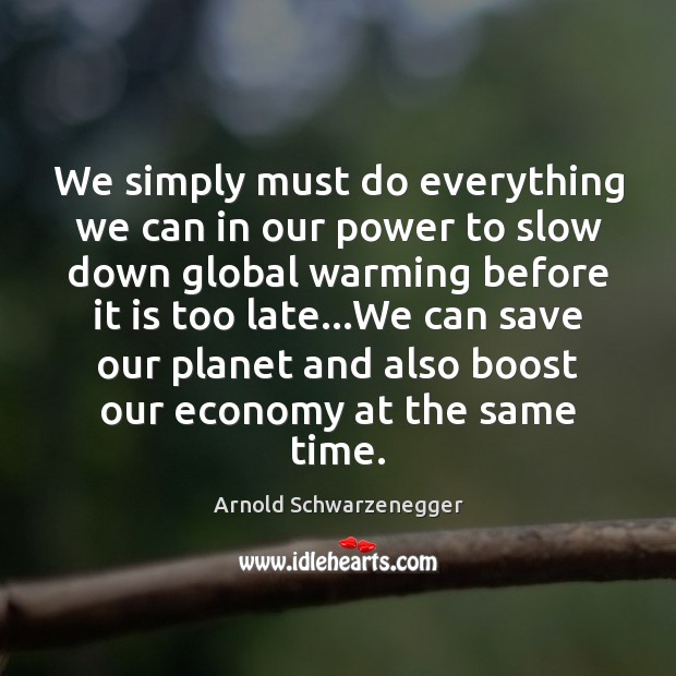 We simply must do everything we can in our power to slow Arnold Schwarzenegger Picture Quote