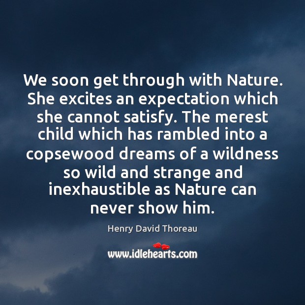 We soon get through with Nature. She excites an expectation which she Image