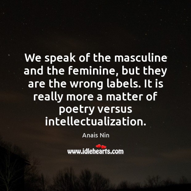 We speak of the masculine and the feminine, but they are the Image