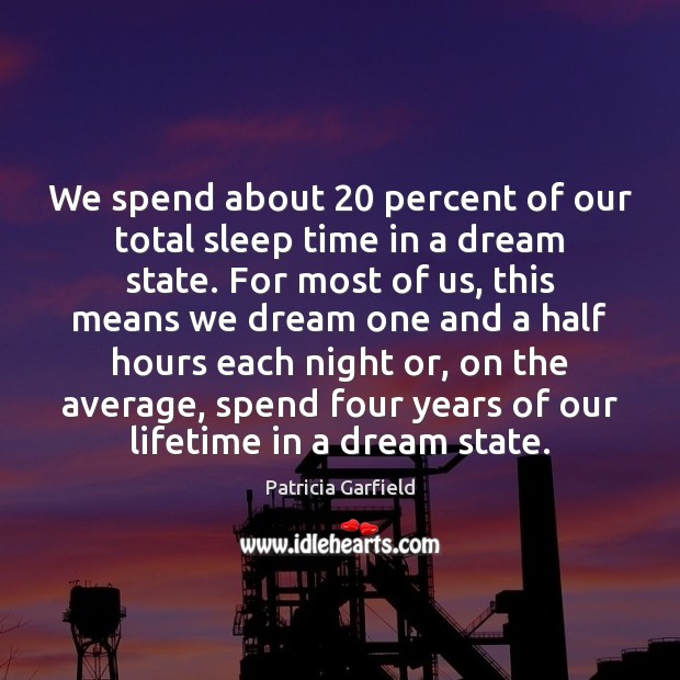 We spend about 20 percent of our total sleep time in a dream Image