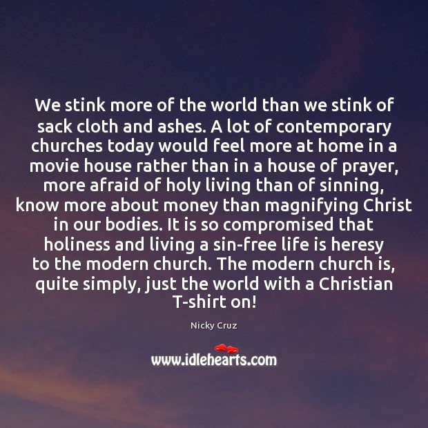 We stink more of the world than we stink of sack cloth Nicky Cruz Picture Quote