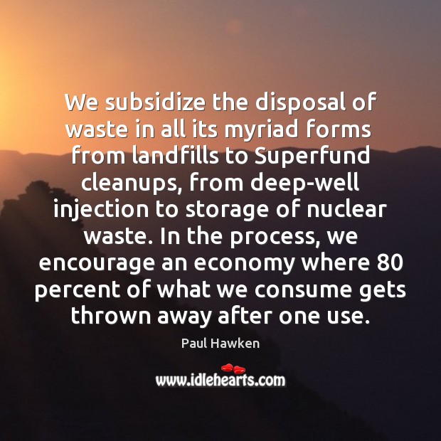 We subsidize the disposal of waste in all its myriad forms  from Image