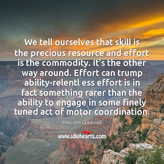 We tell ourselves that skill is the precious resource and effort is Image