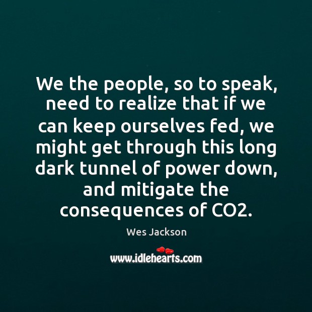 We the people, so to speak, need to realize that if we Wes Jackson Picture Quote