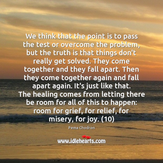 We think that the point is to pass the test or overcome Pema Chodron Picture Quote