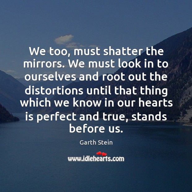 We too, must shatter the mirrors. We must look in to ourselves Garth Stein Picture Quote