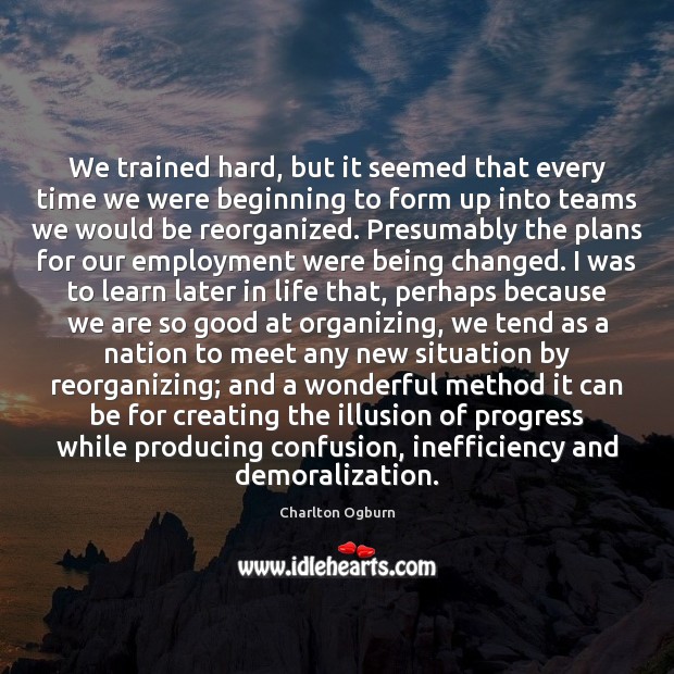 We trained hard, but it seemed that every time we were beginning Charlton Ogburn Picture Quote