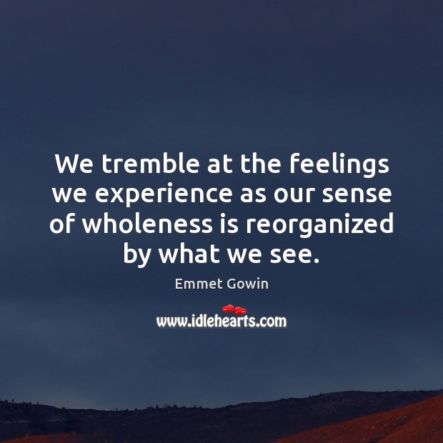 We tremble at the feelings we experience as our sense of wholeness Emmet Gowin Picture Quote