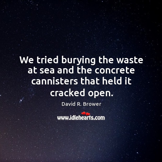 We tried burying the waste at sea and the concrete cannisters that held it cracked open. David R. Brower Picture Quote
