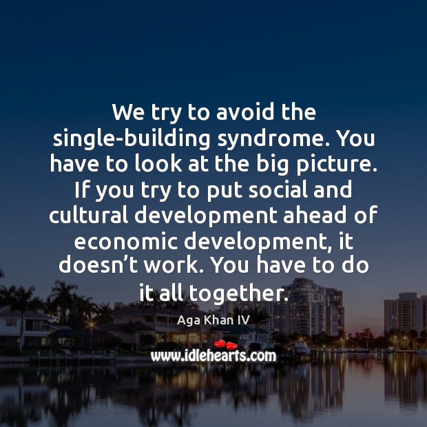 We try to avoid the single-building syndrome. You have to look at Aga Khan IV Picture Quote