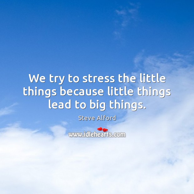 We try to stress the little things because little things lead to big things. Steve Alford Picture Quote