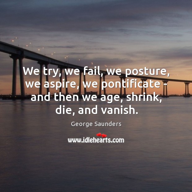 We try, we fail, we posture, we aspire, we pontificate – and George Saunders Picture Quote