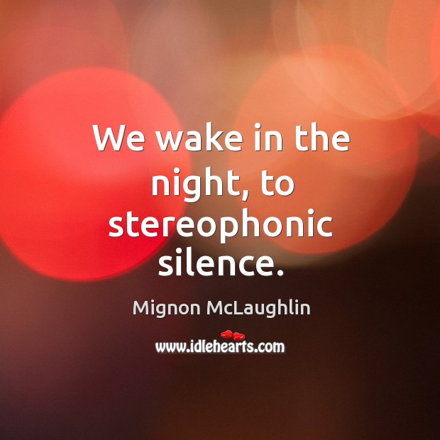 We wake in the night, to stereophonic silence. Mignon McLaughlin Picture Quote