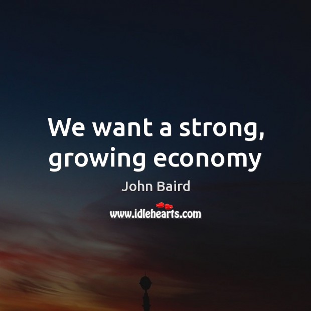 We want a strong, growing economy John Baird Picture Quote
