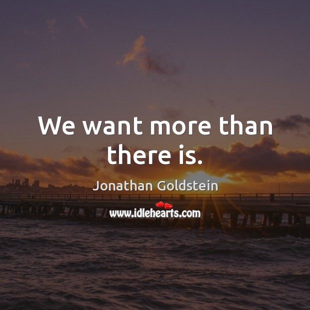 We want more than there is. Jonathan Goldstein Picture Quote