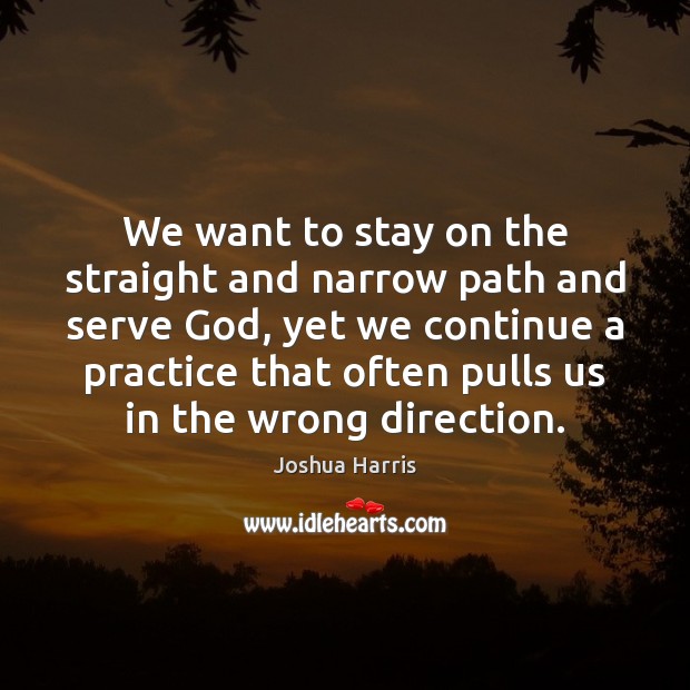 We want to stay on the straight and narrow path and serve Joshua Harris Picture Quote