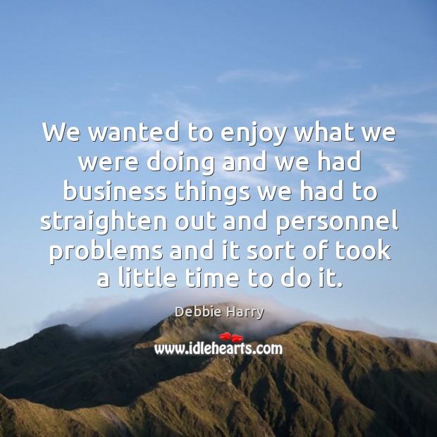 We wanted to enjoy what we were doing and we had business things we had Debbie Harry Picture Quote