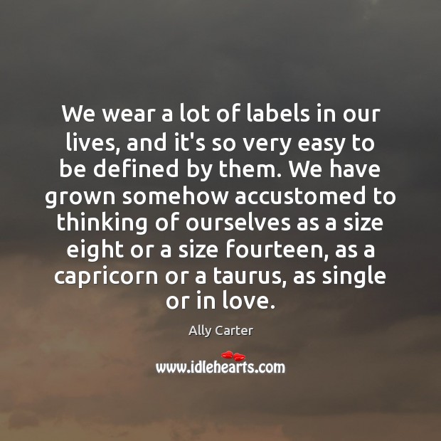 We wear a lot of labels in our lives, and it’s so Ally Carter Picture Quote