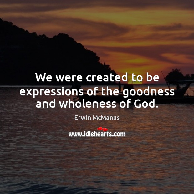 We were created to be expressions of the goodness and wholeness of God. Erwin McManus Picture Quote