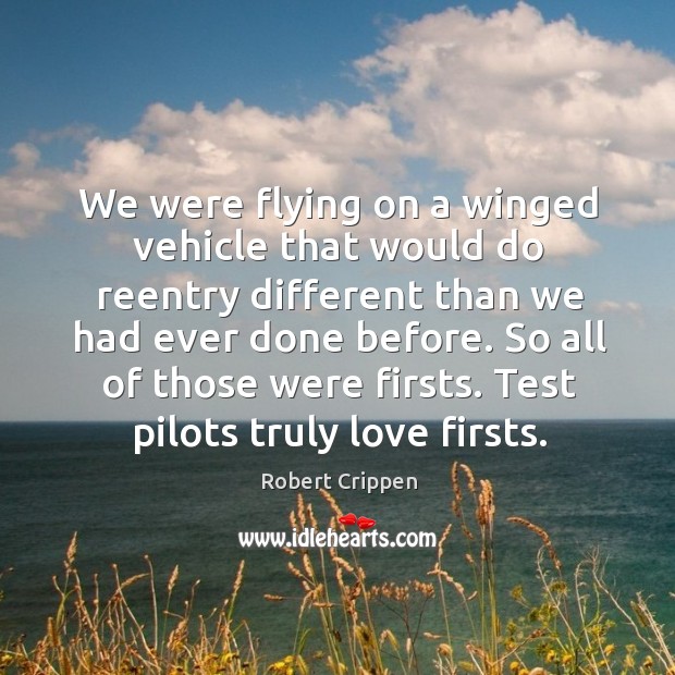 We were flying on a winged vehicle that would do reentry different than we had ever done before. Robert Crippen Picture Quote