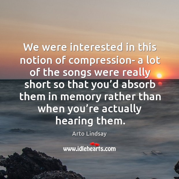 We were interested in this notion of compression- a lot of the songs Arto Lindsay Picture Quote