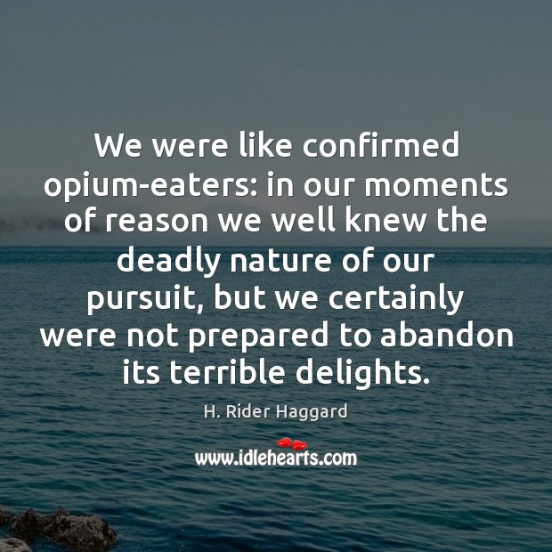 We were like confirmed opium-eaters: in our moments of reason we well H. Rider Haggard Picture Quote