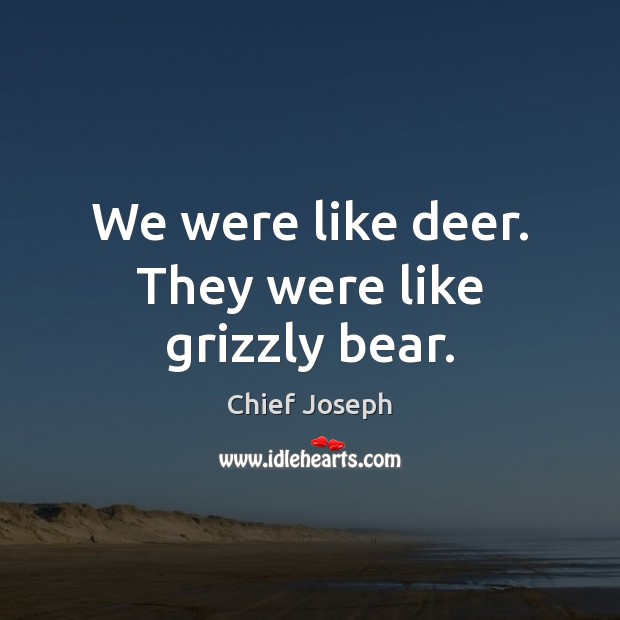 We were like deer. They were like grizzly bear. Chief Joseph Picture Quote