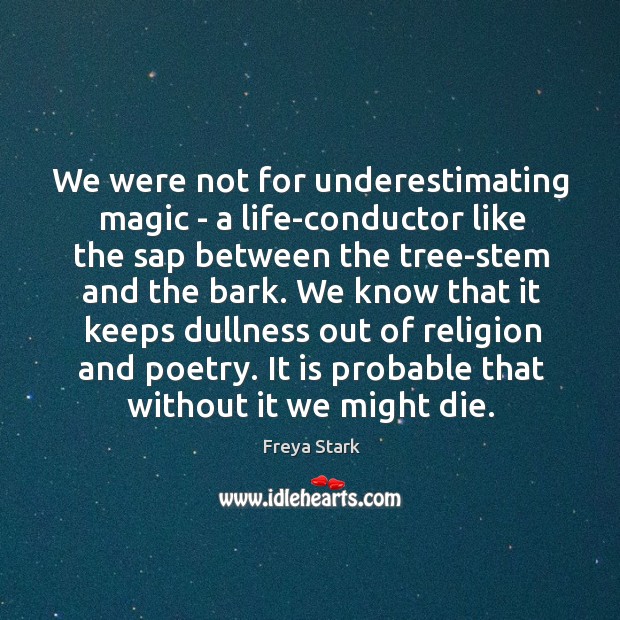 We were not for underestimating magic – a life-conductor like the sap Freya Stark Picture Quote