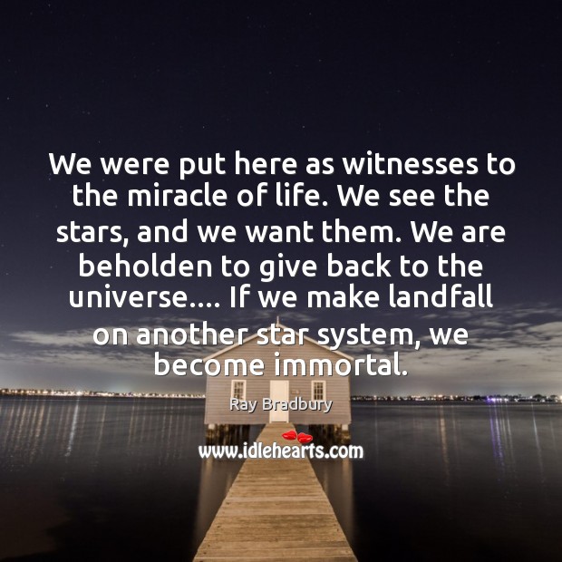 We were put here as witnesses to the miracle of life. We Image