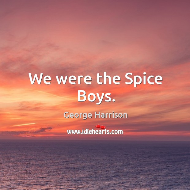 We were the spice boys. Image