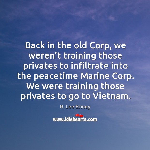 We were training those privates to go to vietnam. R. Lee Ermey Picture Quote