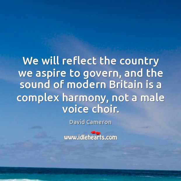 We will reflect the country we aspire to govern, and the sound David Cameron Picture Quote
