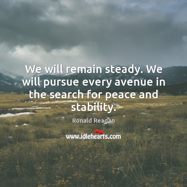 We will remain steady. We will pursue every avenue in the search for peace and stability. Image
