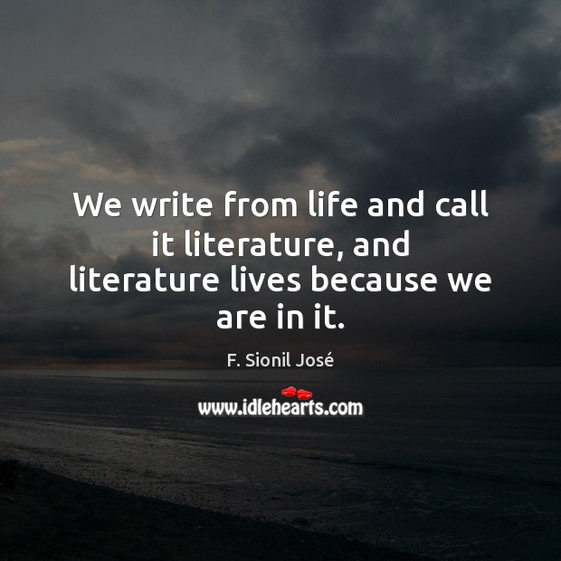 We write from life and call it literature, and literature lives because we are in it. Image