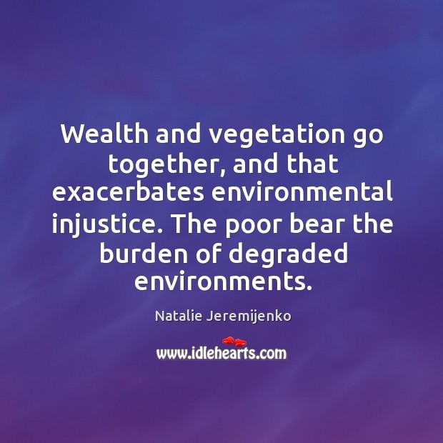 Wealth and vegetation go together, and that exacerbates environmental injustice. The poor Image