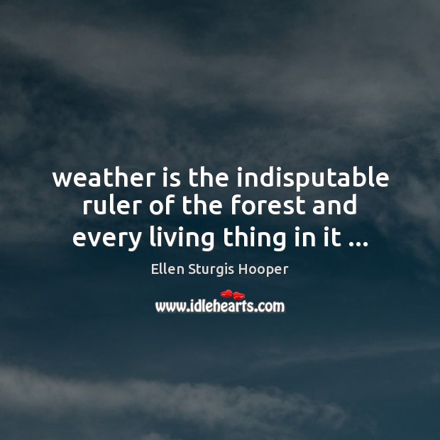 Weather is the indisputable ruler of the forest and every living thing in it … Ellen Sturgis Hooper Picture Quote