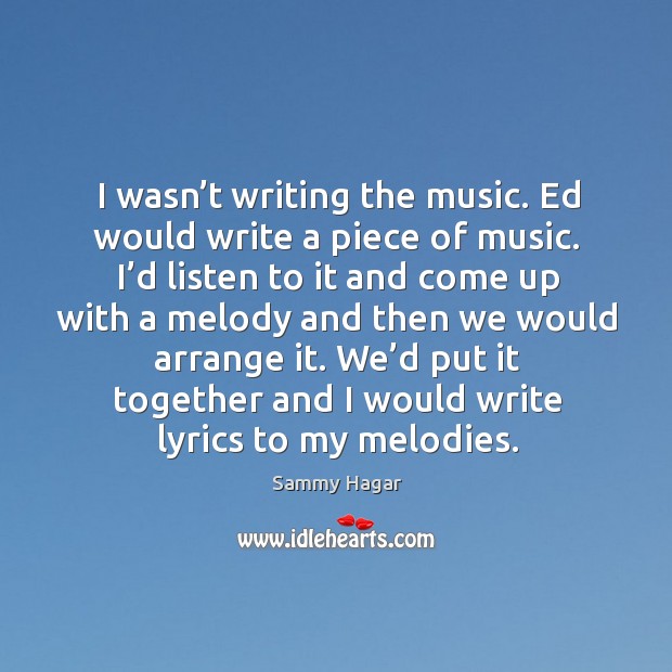 We’d put it together and I would write lyrics to my melodies. Image