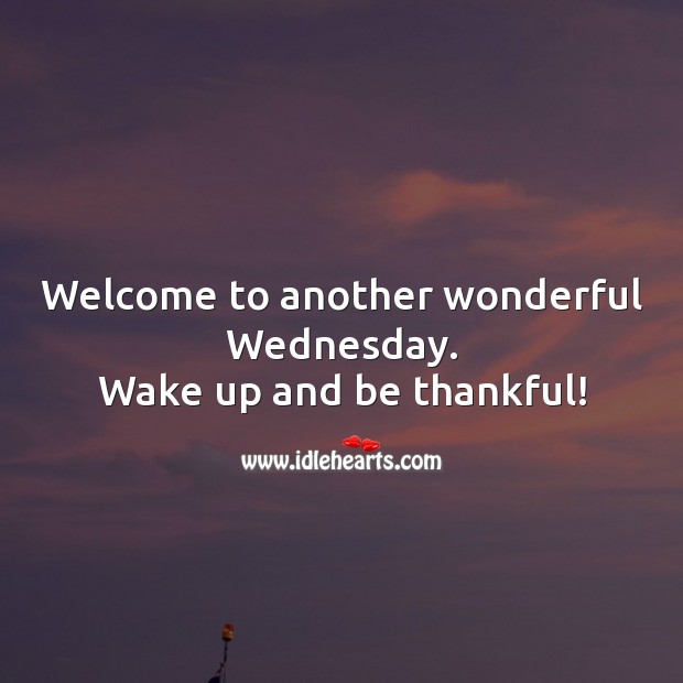 Welcome to another wonderful Wednesday. Wake up and be thankful! Wednesday Quotes Image