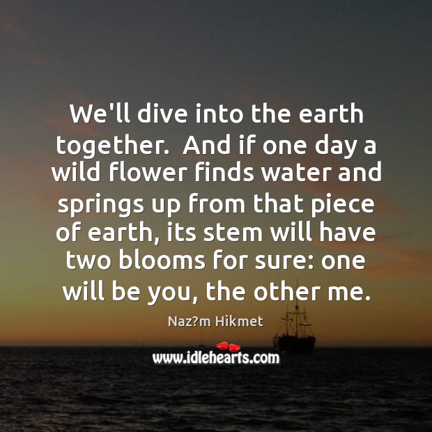 We’ll dive into the earth together.  And if one day a wild Image