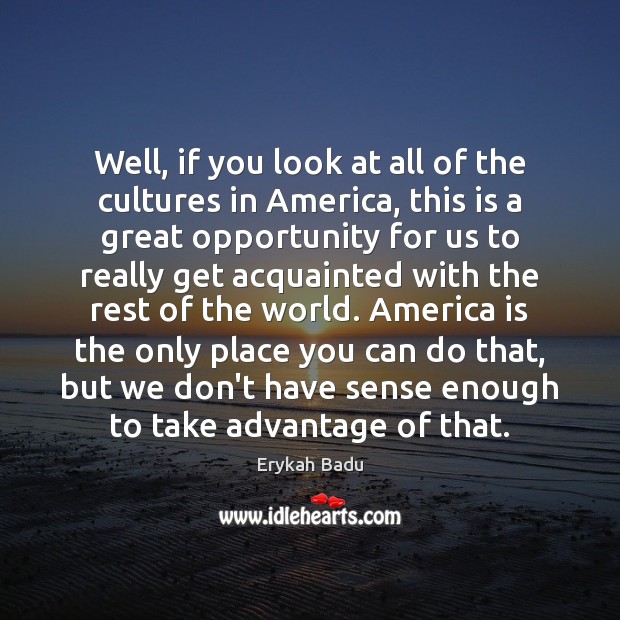 Well, if you look at all of the cultures in America, this Erykah Badu Picture Quote