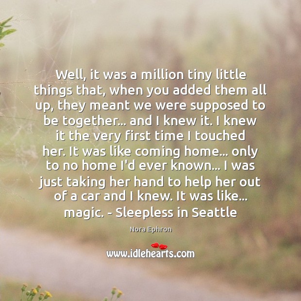 Well, it was a million tiny little things that, when you added Nora Ephron Picture Quote