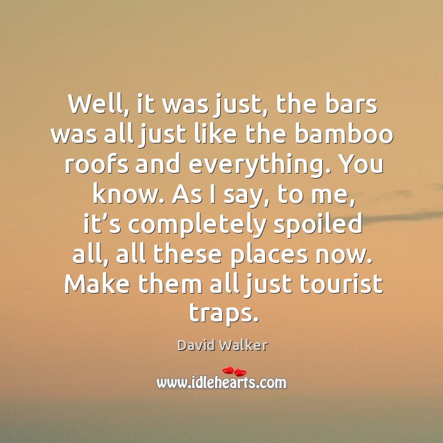 Well, it was just, the bars was all just like the bamboo roofs and everything. You know. David Walker Picture Quote